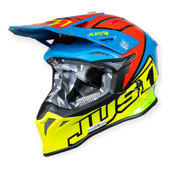 Casco Just1 J39 Thruster Motocross Enduro Azul/rojo/fluo