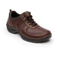 Zapato Oxford Plain Toe Flexi Freeland 66513 De Piel Nogal Diseño Liso 26,5 Mx Para Adultos - Hombre