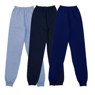 Kit 3 Calça Moletom Flanelado Juvenil Inverno Barato Atacado