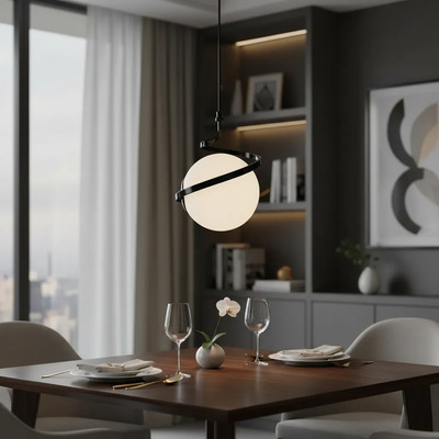  Colgante 1 Luz Helix Negro Globo Opal Apto Led E27 Ld Negro