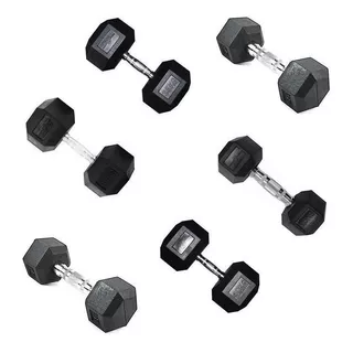 Mancuerna Hexagonal Encauchetada Sportfitness 30kg (unidad) Color Negro