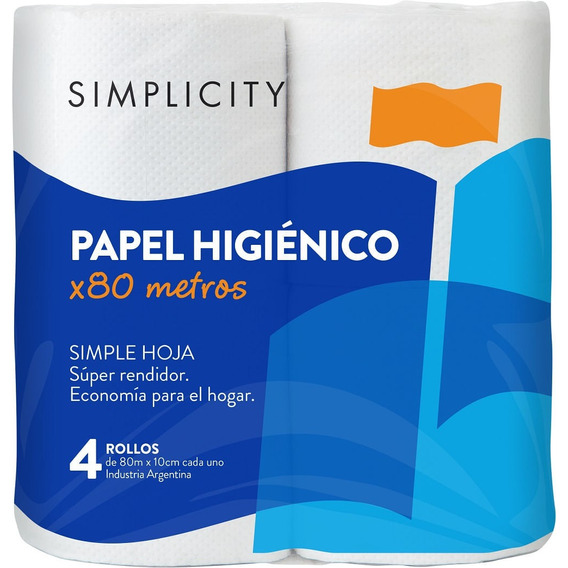 Papel Higiénico Simplicity Simple Hoja X 4 Un De 80 M C/u