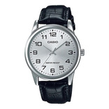 Reloj Casio Mtpv001 Hombre Correa Negro *watchsalas* Full Fondo Plateado MTP-V001L-7B
