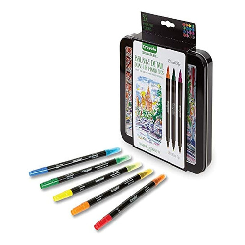Crayola Brush & Detail Dual Tip Markers, Kids At Home Activi