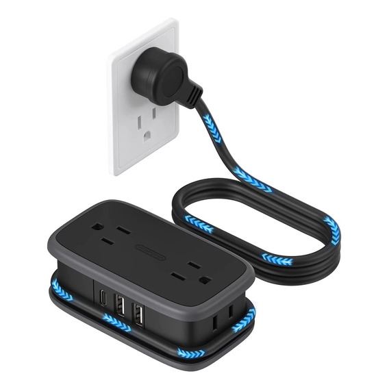 Regleta De Viaje Con Puerto Usb C / Ext 120cm / Ntonpower 