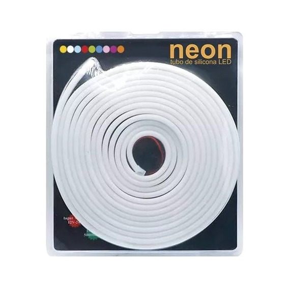 Cinta Neon Flex Blanca Rollo X 5 Metros 12v Con Adaptador