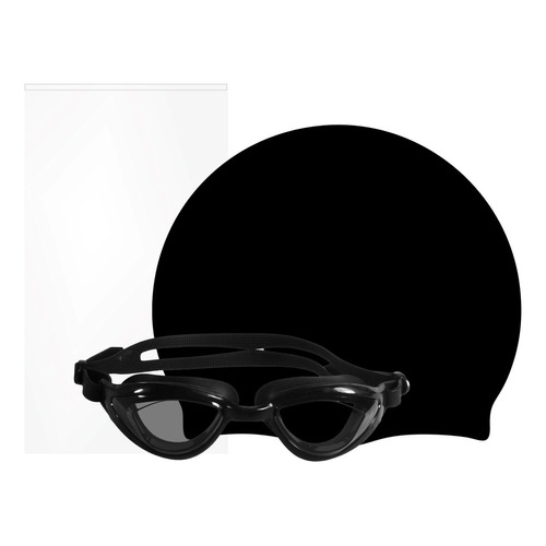 Set Natacion Goggle Panter Y Gorra Gx60 Color Negro Escualo Diseño de la tela Liso Talla unitalla
