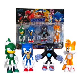 Muñecos Sonic Pack X4 Juguete Figura De 13cm