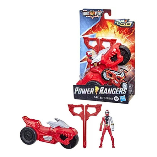 Figura roja de Power Ranger y T-rex Battle Rider de Hasbro