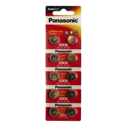 Pilas Lr44 /a76/g13a Alcalinas Panasonic Tipo Boton 10u 1.5v