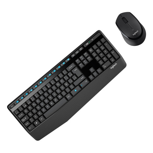Kit de teclado y mouse inalámbrico Logitech MK345 Español  color negro