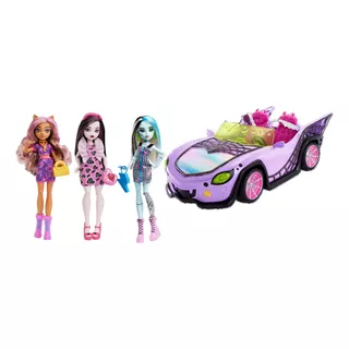 Monster High Pack Auto + Clawdeen W + Frankie S+ Draculaura