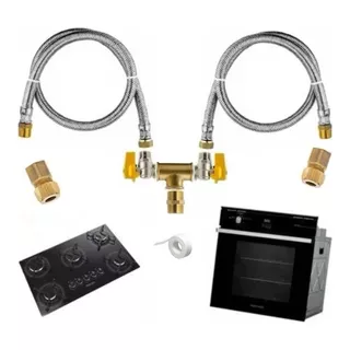 Kit Duplo Gás Encanado P/ Cooktop E Forno Flexível 1,20 Mt