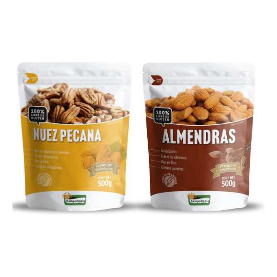 2 Paquetes 500 Gramos Almendras Y Nueces Pecanas  