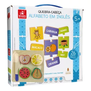 Brinquedo Infantil Montessori Quebra Cabeça Inglês + Frutas