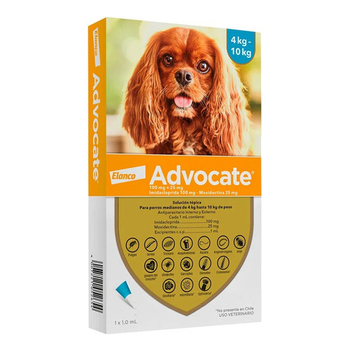 Advocate Antiparasitario Pipeta Para Perros 4 - 10 Kg Peso mínimo de la mascota 4 kg