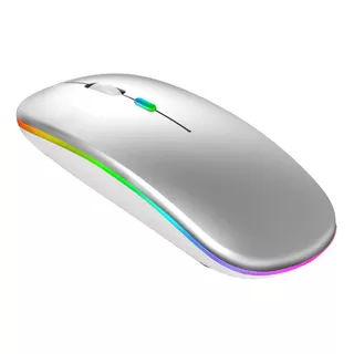 Mouse Gamer Silencioso 2.4g Wireless Bluetooth Recarregável Cor Silent 2.4g+bluetooth (versão Iluminada) Prateado