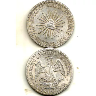 Moneda 1 Peso Muera Huerta 1914  (souvenir) Dos