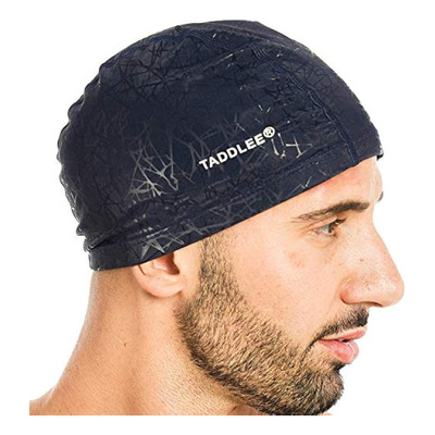 Taddlee Hombres Gorro De Natación Tela De Pu Silicona Sombre