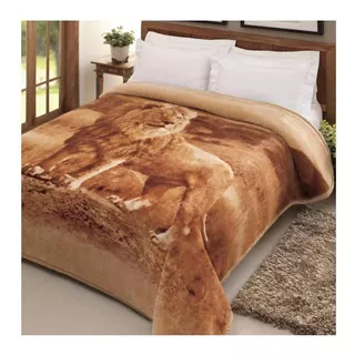 Cobertor Jolitex Ternille Tradicional Cor Colorido Com Design Leão De 2.2m X 1.8m