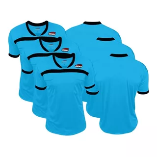 Kit 3 Camisas Arbitro Futebol Futsal Azul E Preto Ideias 