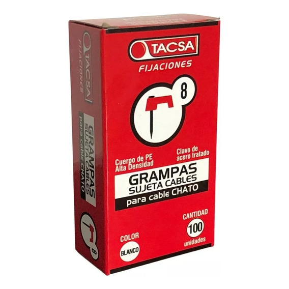 Grampas De 8mm Para Cable Chato Tacsa Caja X 5000 Unid. 