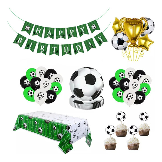 Decoración De Fiesta De Feliz Cumpleaños Con Tema De Fútbol