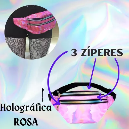 Riñonera holográfica de 4 piezas para mujeres, niños y niñas, riñonera de  neón rave, riñonera rosa brillante, bolsa deportiva de color metálico para