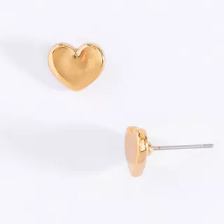 Aretes Chicos Corazon Brillante En Baño De Oro Marca Nice