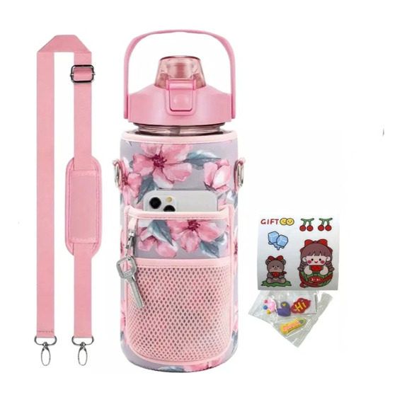 Botella Caramañol Agua Deportiva Fitness 2l  Funda Flores 