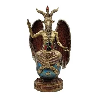 Figura De Baphomet Sobre Mundo 26cm