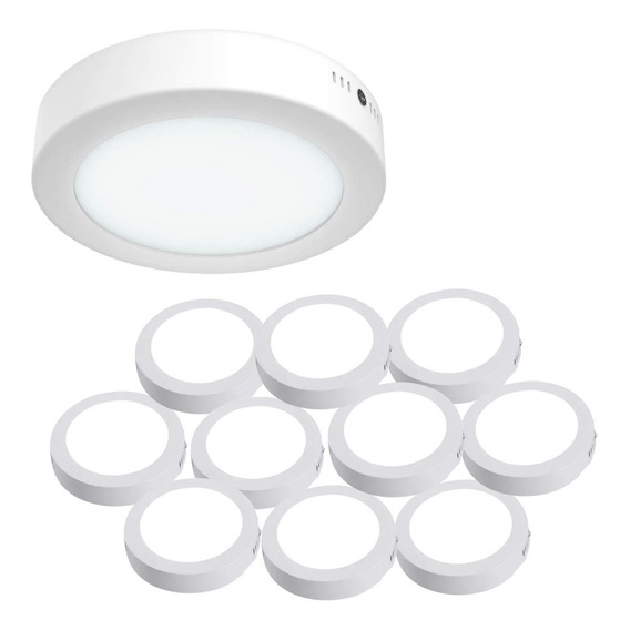 Lampara De Sobreponer Led 18w 10 Piezas Luminaria Plafón Color Blanco