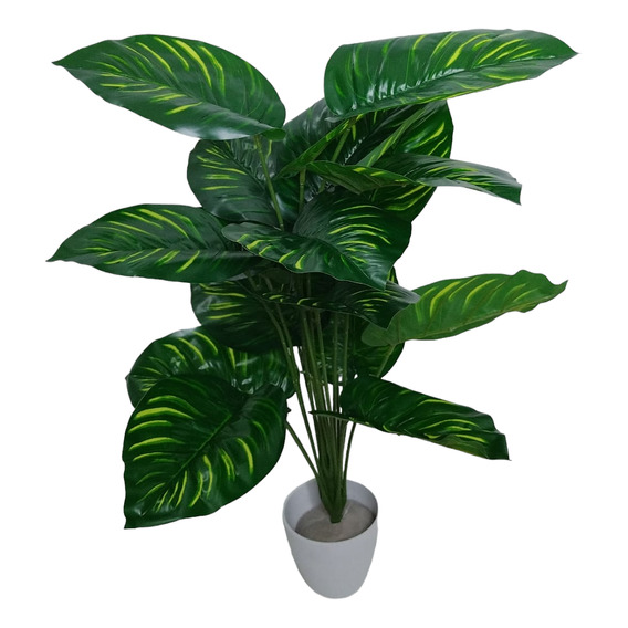 Planta Artificial Arbusto Decorativa  Hojas Rallada 70 Cm