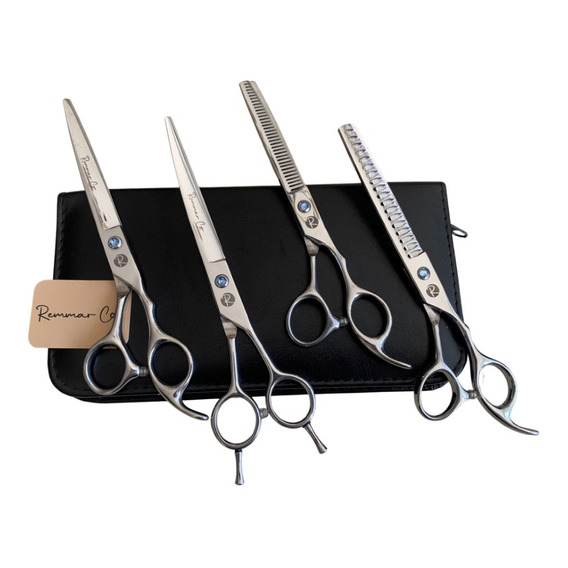 Set 4 Tijeras + 1 Peine + Pinza Estetica Canina 7  Grooming