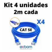 Kit 4 Un Cabo De Rede 1m Cat5e Rj45 Azul