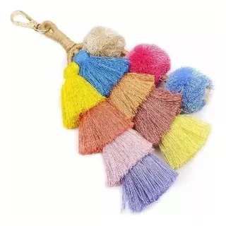 Accesorio Cartera - Llavero - Crochet Borlas Pompon Handmade