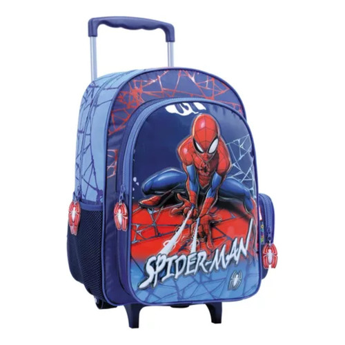 Mochila Carro Spiderman Marvel 38203 Color Azul Diseño de la tela Rayado