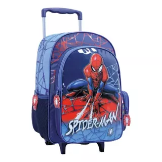 Mochila Carro Spiderman Marvel 38203 Color Azul Diseño De La Tela Rayado