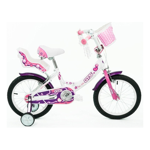 Bicicleta paseo infantil GTS 3311 R16 color blanco/rosa con ruedas de entrenamiento  