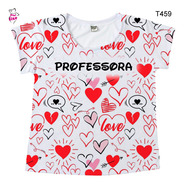 Blusa Feminina Plus Size Corações Vermelhos Professora T459