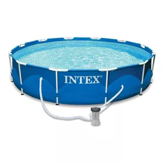 Alberca Estructural Redondo Intex 28211 Con Capacidad De 1718 Galones De 3.66cm De Largo X 3.66cm De Ancho De 12 Ft De Diámetro  Azul