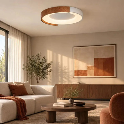 Plafon Led Moderno Ona 35w 808740bl Ø40cm C/control Bl/mad Blanco