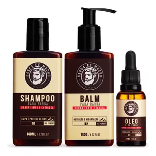 Kit Para Barba - Com Shampoo Balm E Óleo - Ótimos Produtos