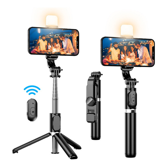 Palo Selfie Trípode Bluetooth Q02s Celular Control Luz Led