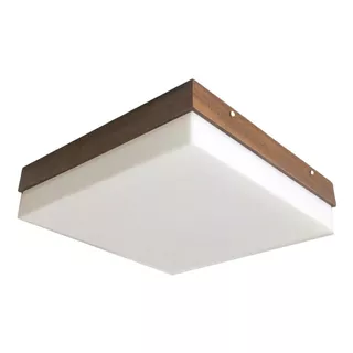 Plafon Luminária Sobrepor Madeira Acrílico 50x50 Franja Mdf