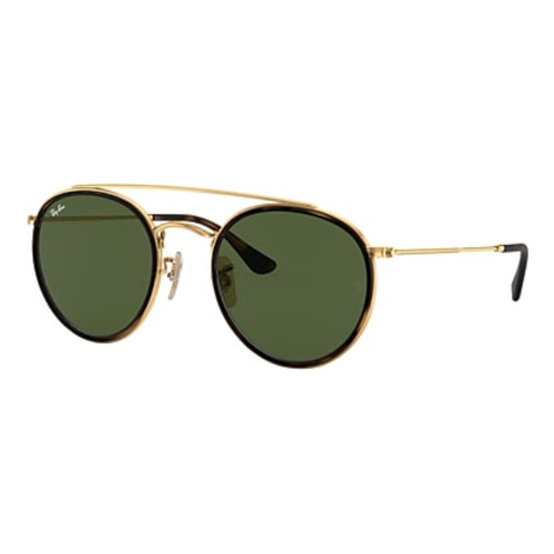 Ray-Ban Round Double Bridge RB3647N - Green - Cristal - Clásica - Polished gold - Metal - Polished gold - Metal - Standard