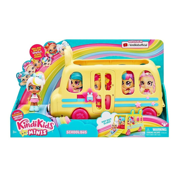 Kindi Kids Minis - Mini Bus Escolar + Mini Marsha Mello