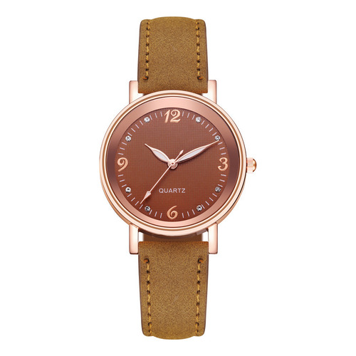 Reloj De Moda Informal Reloj De Cuarzo Reloj De Ocio Reloj Correa Marrón Bisel Oro Rosa Fondo Marrón