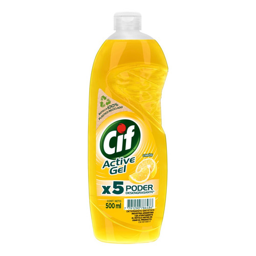 Detergente Cif Active Gel Limón concentrado limón en botella 500 ml