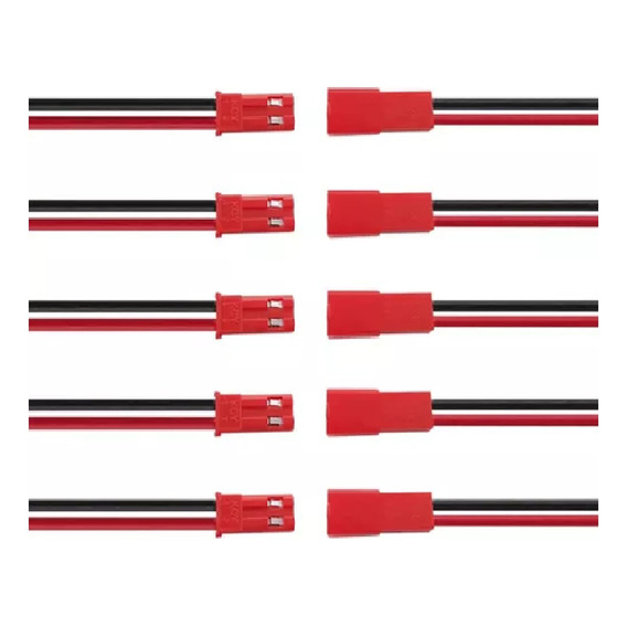 5 X Conector Jst Rcy 2 Pines Pitch 2.5mm Siliconado 10cm